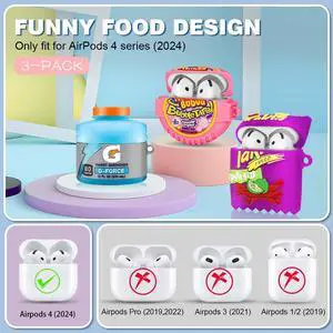 3Pack Cute Case - 3D Cartoon Funny Food Design Silicone Cover Compatible for 4th Generation - Cute Accessories with Keychain/Cleaner Pen (Blue+Purple+Pink) 3Pack Cute Case - 3D Cartoon Funny Food Design Silicone Cover Compatible for 4th Generation - Cute Accessories with Keychain/Cleaner Pen (Blue+Purple+Pink)