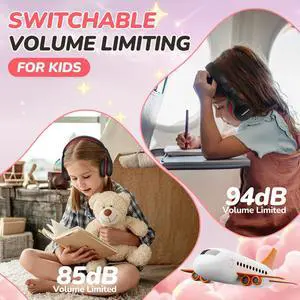 Kids Bluetooth Headphones, 60 Hours Playtime, Bluetooth 5.4 Wireless, Type-C Fast Charging, 85/94dB Volume Limited, Foldable Toddler Wireless Headsets with Mic-Black Red Kids Bluetooth Headphones, 60 Hours Playtime, Bluetooth 5.4 Wireless, Type-C Fast Charging, 85/94dB Volume Limited, Foldable Toddler Wireless Headsets with Mic-Black Red