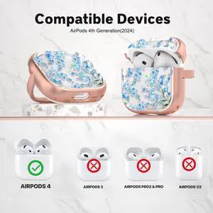 Case with Safety Lock, Cute Flower 4th Generation case Lock Hard Cover for Women Girly with Keychain for 4th Generation Cover 2024, Blue Case with Safety Lock, Cute Flower 4th Generation case Lock Hard Cover for Women Girly with Keychain for 4th Generation Cover 2024, Blue