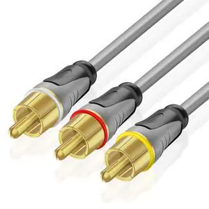 Premium RCA Cable 3 Pack - 10ft RCA to RCA Male to Male AV Cable, Gold-Plated Connectors for Audio & Video, Subwoofer Compatible Premium RCA Cable 3 Pack - 10ft RCA to RCA Male to Male AV Cable, Gold-Plated Connectors for Audio & Video, Subwoofer Compatible