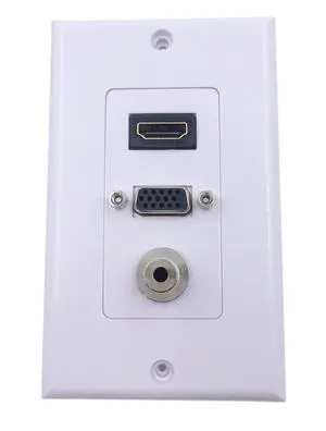 HDMI VGA 3.5mm Audio Video Stereo Pass Through Component Composite Wall Face Plate Panel (White) HDMI VGA 3.5mm Audio Video Stereo Pass Through Component Composite Wall Face Plate Panel (White)