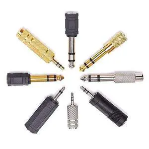 8 Pieces Audio Adapter Set - Gold Stereo 6.35mm 1/4inch to 3.5mm 1/8inch and 3.5mm to 2.5mm Mic Plug Connector 8 Pieces Audio Adapter Set - Gold Stereo 6.35mm 1/4inch to 3.5mm 1/8inch and 3.5mm to 2.5mm Mic Plug Connector