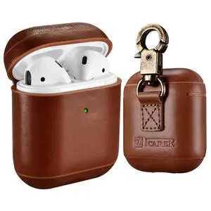 Leather Case with Keychain and Led Light for AirPods 2 & AirPods 1, Support Wireless Charging (Brown) Leather Case with Keychain and Led Light for AirPods 2 & AirPods 1, Support Wireless Charging (Brown)