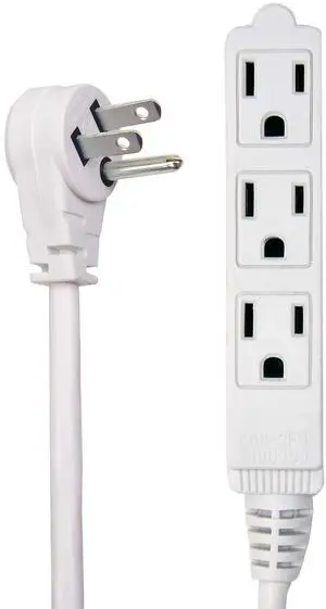 Flat Multiple Outlet Extension Cord 20 Ft for Indoor Use - UL-Listed 3-Prong Multi Extension Wire- Space-Saving Flat Angled Extension Cord- White Flat Multiple Outlet Extension Cord 20 Ft for Indoor Use - UL-Listed 3-Prong Multi Extension Wire- Space-Saving Flat Angled Extension Cord- White