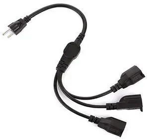 1 to 3 Outlet Power Splitter Cord 3.3FT/1M (NEMA 5-15P to NEMA 5-15R) 16AWG Heavy Duty Cable Strip Outlet Saver 1 to 3 Outlet Power Splitter Cord 3.3FT/1M (NEMA 5-15P to NEMA 5-15R) 16AWG Heavy Duty Cable Strip Outlet Saver