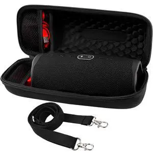 Hard Travel Case for Waterproof Bluetooth Speaker. Carrying Storage Bag Fits Charger and USB Cable (Case Only) - Black Hard Travel Case for Waterproof Bluetooth Speaker. Carrying Storage Bag Fits Charger and USB Cable (Case Only) - Black