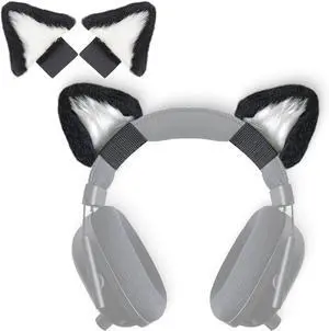 Cute Cat Ears Headphone Attachment, Adjustable Design Fit for Headphones and More, Cosplay Kitten Ears, (Headphones not Included), Black & White Cute Cat Ears Headphone Attachment, Adjustable Design Fit for Headphones and More, Cosplay Kitten Ears, (Headphones not Included), Black & White