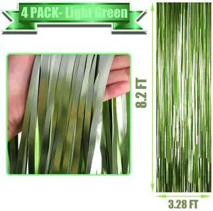 4 Pack Light Green Foil Fringe Curtain Backdrop, 3.28Ft x 8.2Ft Metallic Tinsel Streamers Curtains for Party, Photo Booth Props, Birthday, 2022 Graduation Decoration Supplies 4 Pack Light Green Foil Fringe Curtain Backdrop, 3.28Ft x 8.2Ft Metallic Tinsel Streamers Curtains for Party, Photo Booth Props, Birthday, 2022 Graduation Decoration Supplies