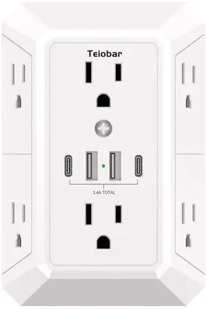 Multi Plug Wall Outlet Surge Protector - Outlet Extender with 6 Outlets and 4 USB Ports(2 USB-C), Outlet Splitter for Home Office Dorm Room Essentials, ETL, White Multi Plug Wall Outlet Surge Protector - Outlet Extender with 6 Outlets and 4 USB Ports(2 USB-C), Outlet Splitter for Home Office Dorm Room Essentials, ETL, White