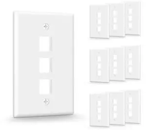 UL Listed Keystone Wall Plate 3-Port, Low Profile Wall Plate for RJ45 Keystone Jack or Coupler and HDMI/Coax Modular Jack Inserts, White 10-Pack UL Listed Keystone Wall Plate 3-Port, Low Profile Wall Plate for RJ45 Keystone Jack or Coupler and HDMI/Coax Modular Jack Inserts, White 10-Pack