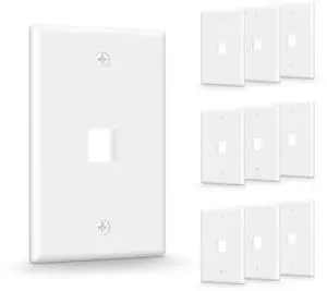 1-Port Keystone Wall Plate UL Listed (10 Pack), Single Gang Wall Plates for RJ45 Keystone Jack and Modular Inserts, White 1-Port Keystone Wall Plate UL Listed (10 Pack), Single Gang Wall Plates for RJ45 Keystone Jack and Modular Inserts, White