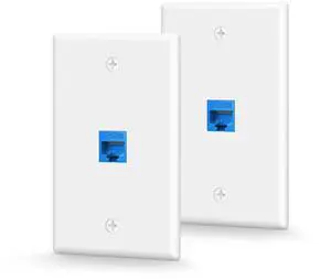 Ethernet Wall Plate (UL Listed), 1-Port Keystone Jack Wall Plate with RJ45 Keystone Inline Coupler Insert, Female to Female Cat6 Keystone Wall Jack, Blue (2 Pack) Ethernet Wall Plate (UL Listed), 1-Port Keystone Jack Wall Plate with RJ45 Keystone Inline Coupler Insert, Female to Female Cat6 Keystone Wall Jack, Blue (2 Pack)