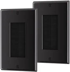 Brush Wall Plate, Single Gang Wall Plate Cable Pass Through for Low Voltage Wires, Cord Hider for Wall Mount TV, 2-Pack, Black Brush Wall Plate, Single Gang Wall Plate Cable Pass Through for Low Voltage Wires, Cord Hider for Wall Mount TV, 2-Pack, Black