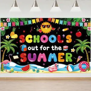 School's Out for The Summer Backdrop End of School Pool Party Background Bye School Hello Summer Decorations Banner, Black, 71 x 43 Inch School's Out for The Summer Backdrop End of School Pool Party Background Bye School Hello Summer Decorations Banner, Black, 71 x 43 Inch
