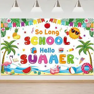 So Long School Hello Summer Backdrop End of School Pool Party Background Bye School Hello Summer Decorations Banner,71 x 43Inch So Long School Hello Summer Backdrop End of School Pool Party Background Bye School Hello Summer Decorations Banner,71 x 43Inch