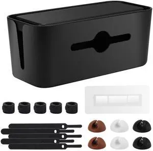 Cable Management Box,Cord Organizer Box for Desk Floor Cable Hide,Cable Box Organizer to Cover The Power Strip Cord Wires for Home Office,Black Cable Management Box,Cord Organizer Box for Desk Floor Cable Hide,Cable Box Organizer to Cover The Power Strip Cord Wires for Home Office,Black