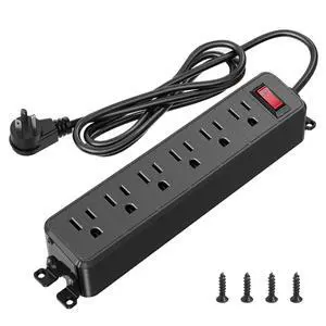Wall Mount Power Strip Black, 6 Outlet Mountable Power Strip with Switch, 10ft Flat Plug Extension Cord for Home, Office, and School, ETL Listed (10ft, 6 Outlets) Wall Mount Power Strip Black, 6 Outlet Mountable Power Strip with Switch, 10ft Flat Plug Extension Cord for Home, Office, and School, ETL Listed (10ft, 6 Outlets)