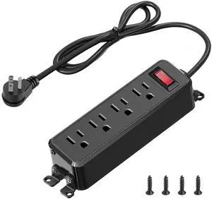 Wall Mount Power Strip Black, 4 Outlet Mountable Power Strip with Switch, 6ft Flat Plug Extension Cord for Home, Office, and School, ETL Listed (6ft, 4 Outlets) Wall Mount Power Strip Black, 4 Outlet Mountable Power Strip with Switch, 6ft Flat Plug Extension Cord for Home, Office, and School, ETL Listed (6ft, 4 Outlets)