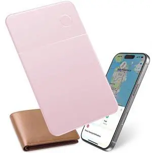 Slim Rechargeable Wallet Tracker Card Ultra-Thin Item Locator for Wallet, Luggage & Passport, Compatible with iOS (iOS Only) (Pink) Slim Rechargeable Wallet Tracker Card Ultra-Thin Item Locator for Wallet, Luggage & Passport, Compatible with iOS (iOS Only) (Pink)
