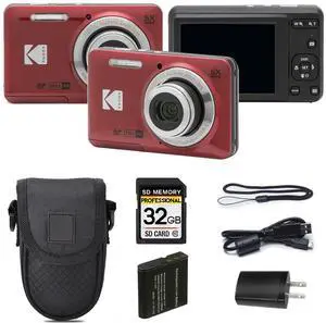 PIXPRO FZ55 Digital Camera, 16MP Compact Point & Shoot, 5X Optical Zoom, 28mm Wide Angle Lens, 1080P Full HD Video, Red + Camera Case & 32GB SD Card PIXPRO FZ55 Digital Camera, 16MP Compact Point & Shoot, 5X Optical Zoom, 28mm Wide Angle Lens, 1080P Full HD Video, Red + Camera Case & 32GB SD Card