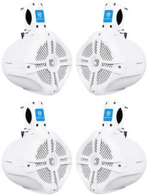 RWB65W 6.5-in White 2-Way 1000-Watt Marine Wakeboard Tower Speakers, Water and UV Resistant, Swivel Mounting Brackets, for Boats and Outdoor Use, 4-Piece RWB65W 6.5-in White 2-Way 1000-Watt Marine Wakeboard Tower Speakers, Water and UV Resistant, Swivel Mounting Brackets, for Boats and Outdoor Use, 4-Piece