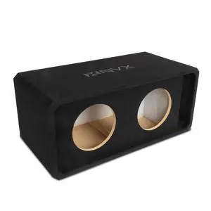 Dual 10" Slot Ported 3/4" MDF Black Carpeted Subwoofer Enclosure 2.90 Cu. Ft. with Polyfil and Logo Dual 10" Slot Ported 3/4" MDF Black Carpeted Subwoofer Enclosure 2.90 Cu. Ft. with Polyfil and Logo