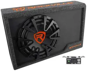RWS12CA 1200W 12" Amplified Powered Car Subwoofer Enclosure, 4 Ohm, Slim Design, Built-in Amplifier, Remote Bass Control, for Cars, Trucks & SUVs RWS12CA 1200W 12" Amplified Powered Car Subwoofer Enclosure, 4 Ohm, Slim Design, Built-in Amplifier, Remote Bass Control, for Cars, Trucks & SUVs
