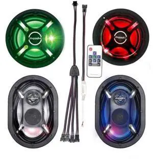 Marine LED Speaker Kit: 4-Piece RGB LED Speakers with Remote & Plug-and-Play Controller, 3 Style Options Marine LED Speaker Kit: 4-Piece RGB LED Speakers with Remote & Plug-and-Play Controller, 3 Style Options