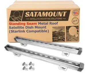 SataMount Non-Penetrating Starlink Dish Mount Standing-Seam Metal Roof Clamp, Long-Lasting Unistrut Defender Finish SataMount Non-Penetrating Starlink Dish Mount Standing-Seam Metal Roof Clamp, Long-Lasting Unistrut Defender Finish