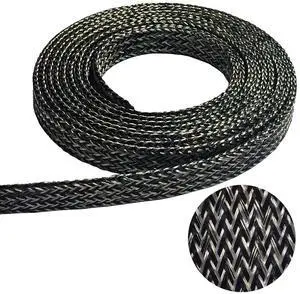 1.5" Tinned Copper Metal PET Expandable Braided Sleeving Flexible Cable Mesh - 25 Feet 1.5" Tinned Copper Metal PET Expandable Braided Sleeving Flexible Cable Mesh - 25 Feet