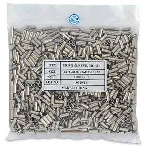 Surflon Size 4-1000-Piece Picture Wire Crimping Sleeves, Bright Surflon Size 4-1000-Piece Picture Wire Crimping Sleeves, Bright