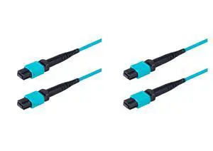 2-Pack 12 Feet 12 Fiber Low Loss Non-Pinned MPO to MPO Fiber Trunk Cable, Type-B, OM3 Corning ClearCurve Fiber, Fire Retardant Plenum Cable Jacket | MTP Compatible 2-Pack 12 Feet 12 Fiber Low Loss Non-Pinned MPO to MPO Fiber Trunk Cable, Type-B, OM3 Corning ClearCurve Fiber, Fire Retardant Plenum Cable Jacket | MTP Compatible