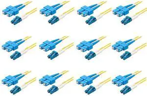 12-Pack 3.5 Meter LC/U to SC/U Fiber Patch Cable, Corning SMF-28 Singlemode 9/125um Ultra Optical Fiber, OS1/OS2 Compatible, Duplex Yellow Riser OFNR Cable Jacket 12-Pack 3.5 Meter LC/U to SC/U Fiber Patch Cable, Corning SMF-28 Singlemode 9/125um Ultra Optical Fiber, OS1/OS2 Compatible, Duplex Yellow Riser OFNR Cable Jacket