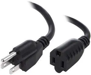 5 PCS, 16AWG Power Extension Cord Cable, Black 15 Feet, CNE592404 5 PCS, 16AWG Power Extension Cord Cable, Black 15 Feet, CNE592404