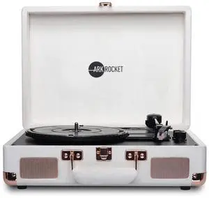 Curiosity Bluetooth Record Player Retro Suitcase 3-Speed Turntable with Built-in Speakers (Ivory Velvet) Curiosity Bluetooth Record Player Retro Suitcase 3-Speed Turntable with Built-in Speakers (Ivory Velvet)