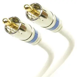 INTL - 2-Male to 2-Male RCA Dual Audio Cable, Bare Copper 18 AWG Solid Core Conductor, Gold Plated Pin, Brass Fittings, Bi-Shield 60% Braid 100% Foil, Assembled in USA (41 feet, White) INTL - 2-Male to 2-Male RCA Dual Audio Cable, Bare Copper 18 AWG Solid Core Conductor, Gold Plated Pin, Brass Fittings, Bi-Shield 60% Braid 100% Foil, Assembled in USA (41 feet, White)