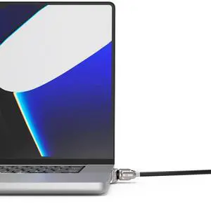 Ledge Lock Adapter for MacBook Pro 14" M1, M2, M3, M4 - Secure Keyed Cable Lock - Laptop Security Accessory, Anti-Theft Device, Compatible with MacBook Pro - Silver Finish Ledge Lock Adapter for MacBook Pro 14" M1, M2, M3, M4 - Secure Keyed Cable Lock - Laptop Security Accessory, Anti-Theft Device, Compatible with MacBook Pro - Silver Finish