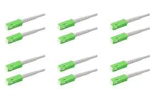 6-Pack 12 Feet SC/APC to SC/APC 3.0mm White Simplex Riser OFNR Fiber Patch Cable, Corning SMF-28 Singlemode 9/125um Ultra Fiber, OS1/OS2 Compatible 6-Pack 12 Feet SC/APC to SC/APC 3.0mm White Simplex Riser OFNR Fiber Patch Cable, Corning SMF-28 Singlemode 9/125um Ultra Fiber, OS1/OS2 Compatible