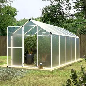 6' x 10' Greenhouse, Double-Wall Polycarbonate Green House with Adjustable Vent, Aluminum Frame, Rivet Structure, Greenhouses for Outdoors for Yard, Garden, Hobby, White 6' x 10' Greenhouse, Double-Wall Polycarbonate Green House with Adjustable Vent, Aluminum Frame, Rivet Structure, Greenhouses for Outdoors for Yard, Garden, Hobby, White