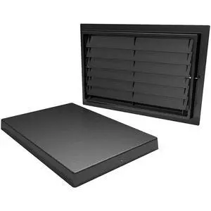 Louvered Crawl Space Access Door 12" H × 32" W UV-Stabilized ABS Plastic, Metal Mesh Screen, Surface Mount | (Black) Louvered Crawl Space Access Door 12" H × 32" W UV-Stabilized ABS Plastic, Metal Mesh Screen, Surface Mount | (Black)