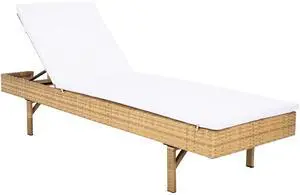 Outdoor - Cam Chaise Lounge Chair - Brown & White - Faux Wicker Rattan & Steel Frame with Cushion - Modern Adjustable Design - Ideal for Patio, Deck, Poolside, Backyard (PAT7501D) Outdoor - Cam Chaise Lounge Chair - Brown & White - Faux Wicker Rattan & Steel Frame with Cushion - Modern Adjustable Design - Ideal for Patio, Deck, Poolside, Backyard (PAT7501D)