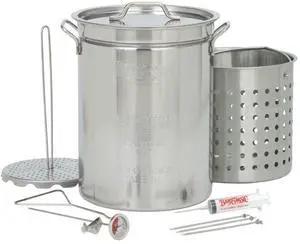 1118 32-qt Stainless Turkey Fryer Features Vented Lid Perforated Poultry Rack 12-in Stainless Fry Thermometer 2-oz Seasoning Injector 1118 32-qt Stainless Turkey Fryer Features Vented Lid Perforated Poultry Rack 12-in Stainless Fry Thermometer 2-oz Seasoning Injector