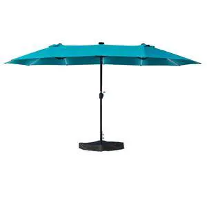 15 FT Rectangular Double-Sided Patio Umbrella with Solar Lights, Outdoor Patio Umbrella with Crank Lift, Base Included, UV-Resistant for Pool, Backyard & Garden Blue 15 FT Rectangular Double-Sided Patio Umbrella with Solar Lights, Outdoor Patio Umbrella with Crank Lift, Base Included, UV-Resistant for Pool, Backyard & Garden Blue