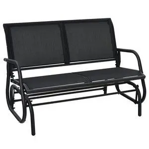 Swing Glider Chair 48 Inch with Spacious Space, 2 People Swing Lounge Glider Chair Cozy Patio Bench Outdoor & Indoor for Patio, Backyard, Poolside, Lawn Steel Rocking Garden Loveseat (Black) Swing Glider Chair 48 Inch with Spacious Space, 2 People Swing Lounge Glider Chair Cozy Patio Bench Outdoor & Indoor for Patio, Backyard, Poolside, Lawn Steel Rocking Garden Loveseat (Black)