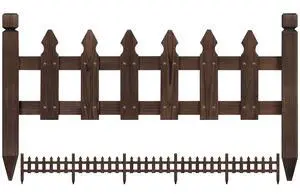Decorative Garden Fence Edging Landscape Wood Picket Fencing Ornamental Panel Border Edging Patio Flower Garden Bed Pool Fences Outdoor Dark Brown- 532.5in Decorative Garden Fence Edging Landscape Wood Picket Fencing Ornamental Panel Border Edging Patio Flower Garden Bed Pool Fences Outdoor Dark Brown- 532.5in