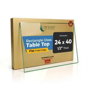 Tempered Glass Table Top Rectangle - 1/2 Inch Thick Heavy Duty for Dining Coffee Tables Desks - Flat Polish Edge Safe Corners Custom Cut - 24" X 40" Tempered Glass Table Top Rectangle - 1/2 Inch Thick Heavy Duty for Dining Coffee Tables Desks - Flat Polish Edge Safe Corners Custom Cut - 24" X 40"