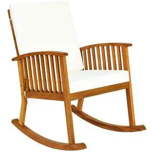 Outdoor Acacia Wood Rocking Chair, Wooden Rocker w/Detachable Washable Cushions, Rocker for Porch Garden Patio Balcony Pool Indoor (1, Teak) Outdoor Acacia Wood Rocking Chair, Wooden Rocker w/Detachable Washable Cushions, Rocker for Porch Garden Patio Balcony Pool Indoor (1, Teak)
