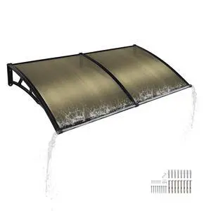 2Pcs 40"X40" Window Patio Awning w/ 2" Rain Gutter Polycarbonate Canopy Anti-UV50+ Cover Front Door Outdoor Yard Rain Snow Sunlight Protection Hollow Sheet Brown Board 2Pcs 40"X40" Window Patio Awning w/ 2" Rain Gutter Polycarbonate Canopy Anti-UV50+ Cover Front Door Outdoor Yard Rain Snow Sunlight Protection Hollow Sheet Brown Board