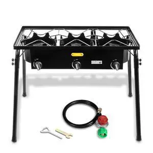 Triple Burner Outdoor Propane Stove Cooker w/Regulator, 3 Burner Stove Brewing Supply Triple Burner Outdoor Propane Stove Cooker w/Regulator, 3 Burner Stove Brewing Supply