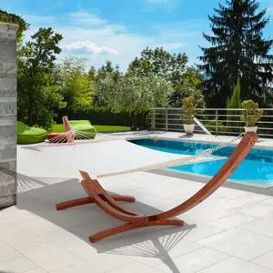 12 FT Wooden Hammock with Stand, Outdoor Hammock with Wood Stand for Single Person Heavy Duty Hammock and Stand for Outside Backyard, Balcony, Porch, Patio, Garden, 330 lbs Capacity, White 12 FT Wooden Hammock with Stand, Outdoor Hammock with Wood Stand for Single Person Heavy Duty Hammock and Stand for Outside Backyard, Balcony, Porch, Patio, Garden, 330 lbs Capacity, White